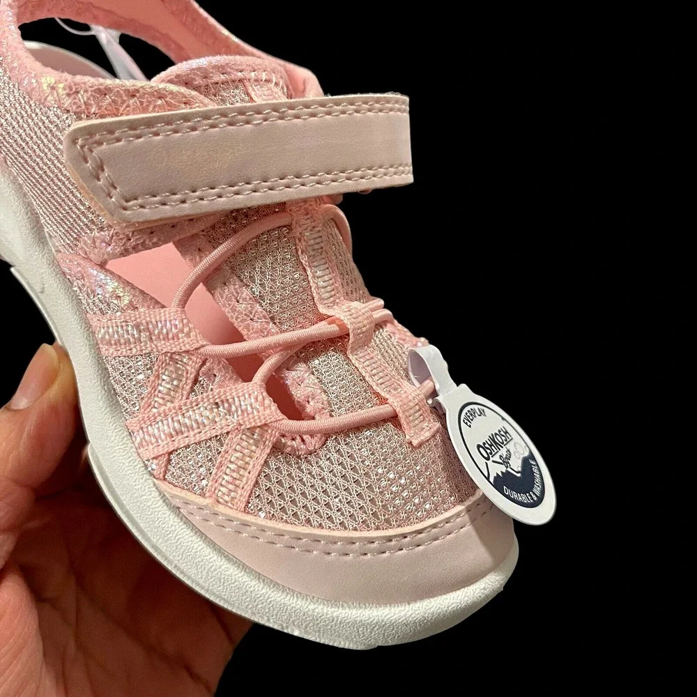 OshKosh Toddler Girls Fisherman Sandal Sz 9 Light Pink Washable Closed Toe Shoes
